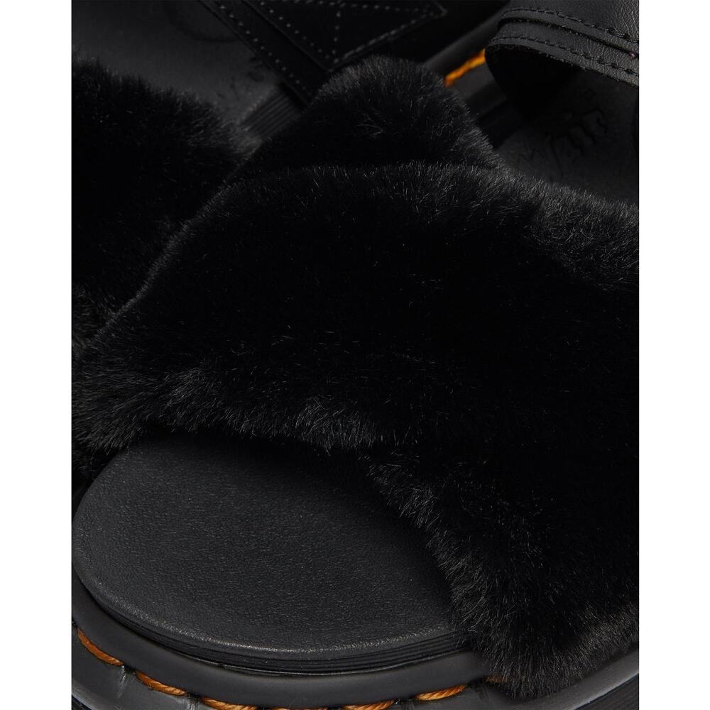 DR. MARTENS Voss II Fluffy faux fur leather strap sandals 7 - Picture 6 of 9